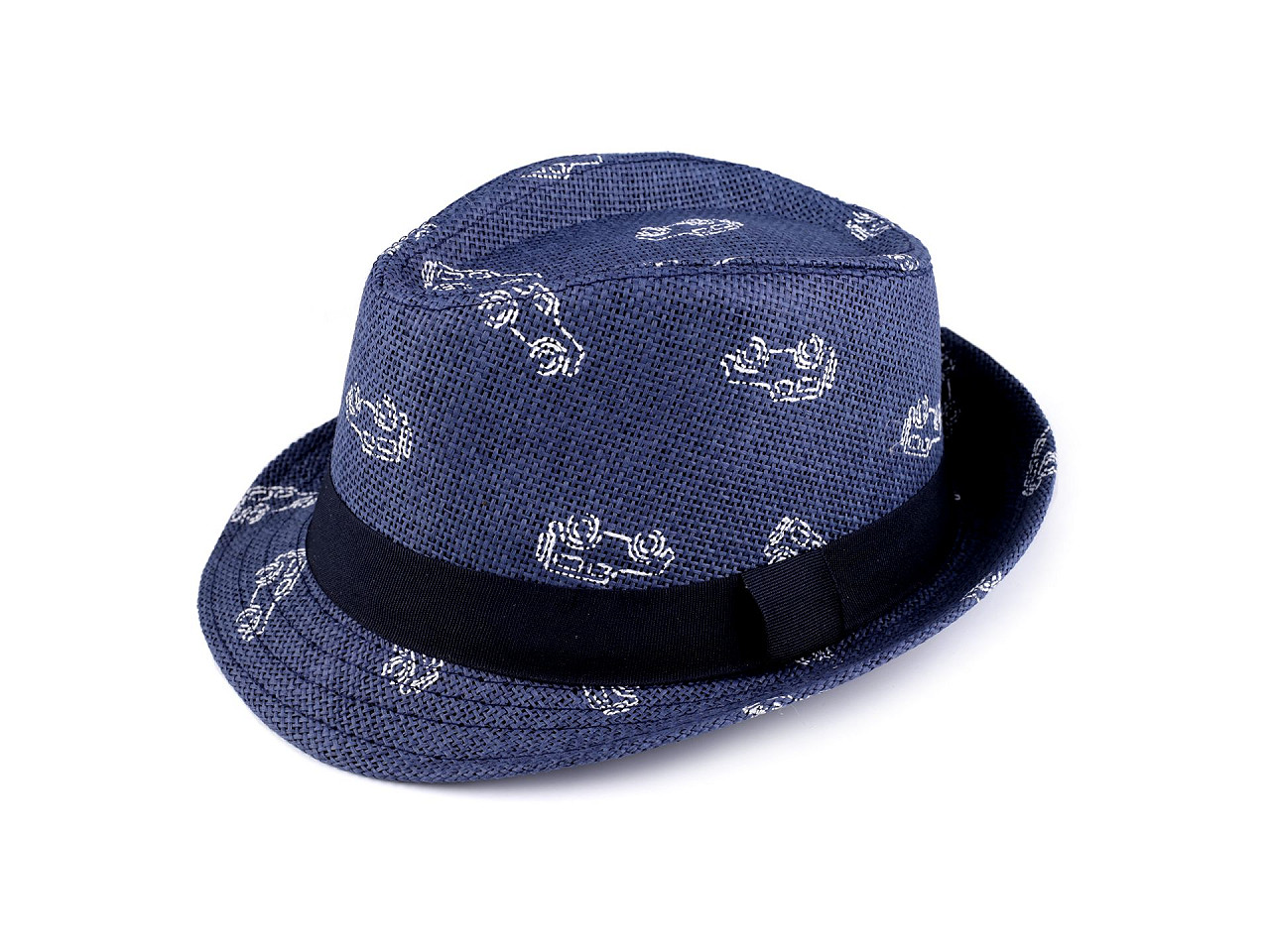 Children's summer hat / straw hat, cars - White natural (1 Piece)