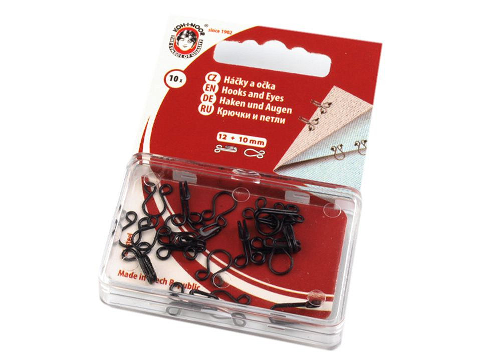 Hooks and eyes size 15+14; 13+12; 12+20; 10+8 mm - Nickel (1 Card)