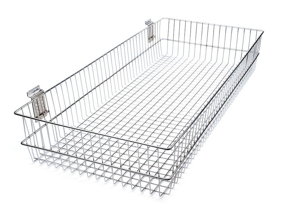 Grid wall / slat wall hanging wire basket 40x90 cm - Silver (1 Piece)