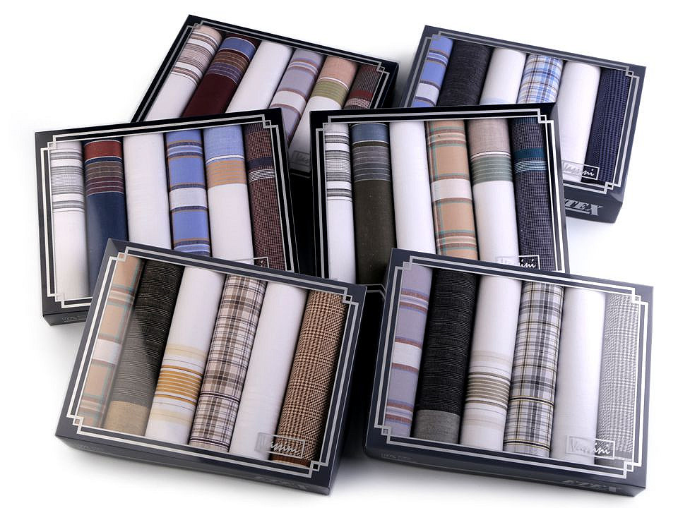 Men's handkerchief / gift box set - Random mix of colours&designs (1 Box)