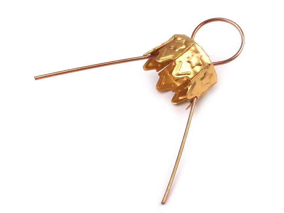 Christmas ball bauble ornament cap with spring wire hangers - Gold (10 Pieces)