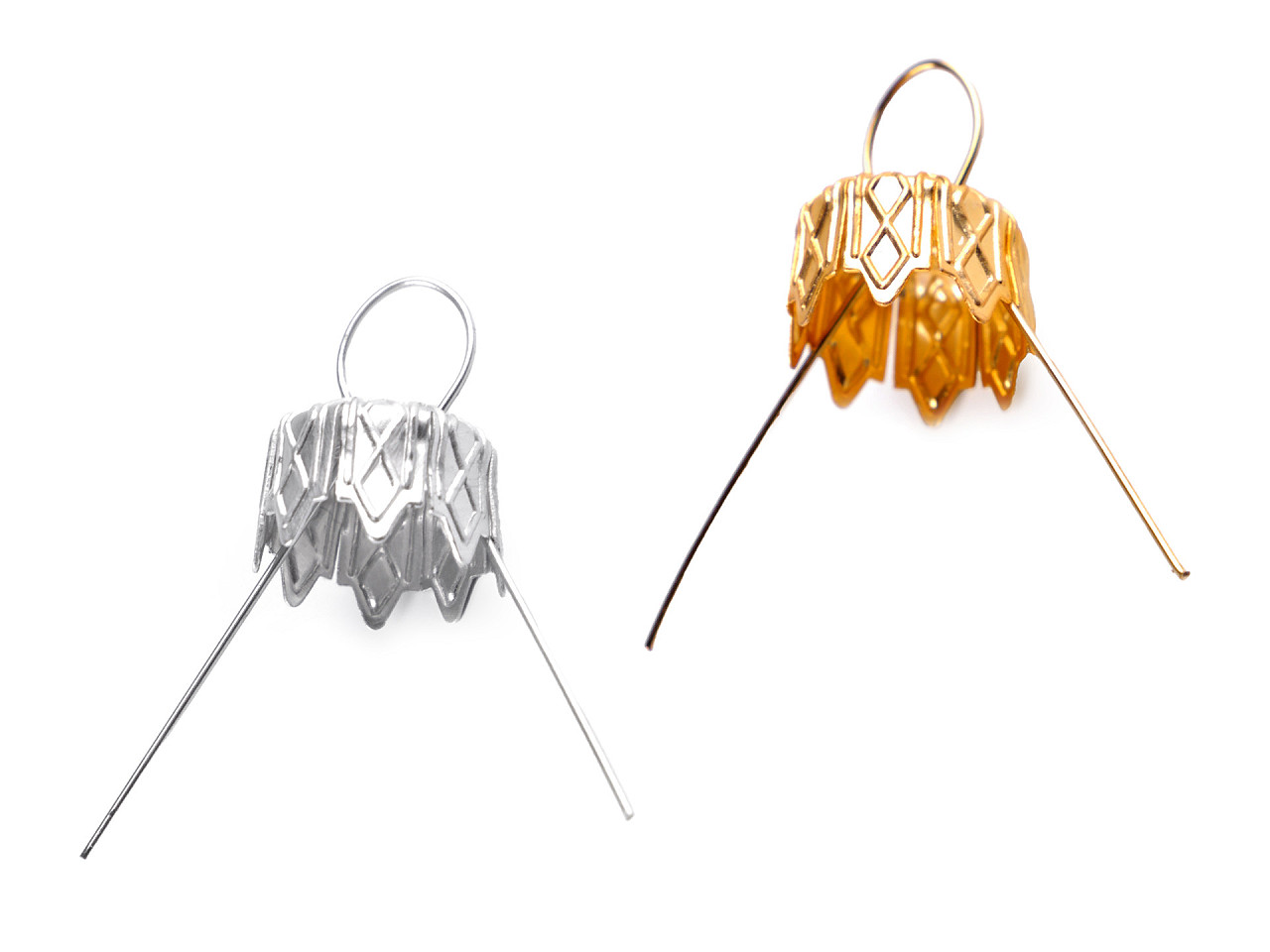 Christmas ball bauble ornament cap with spring wire hangers - Gold (10 Pieces)