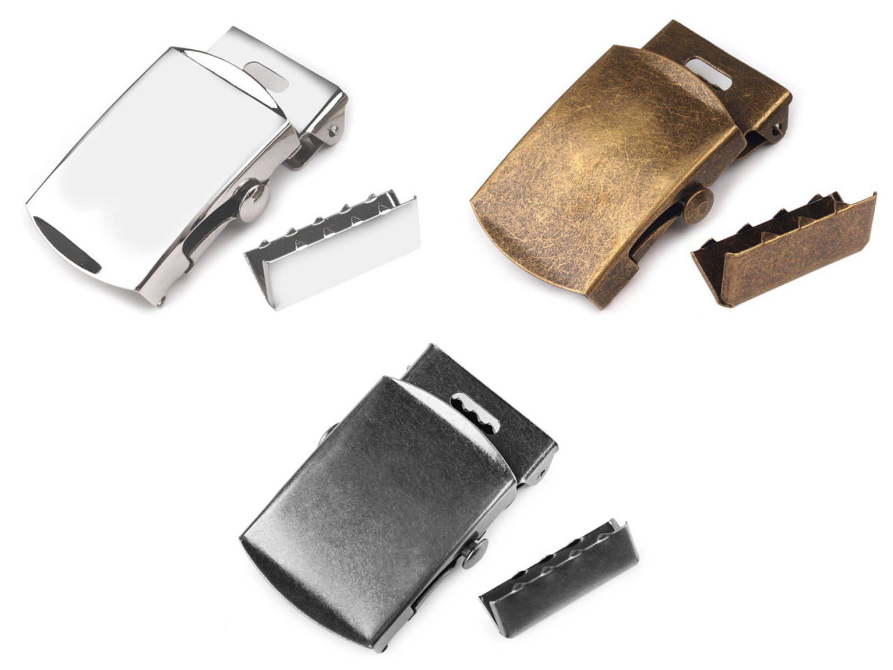 Web belt buckle, 30 mm, with belt tip - Nickel (1 Set)