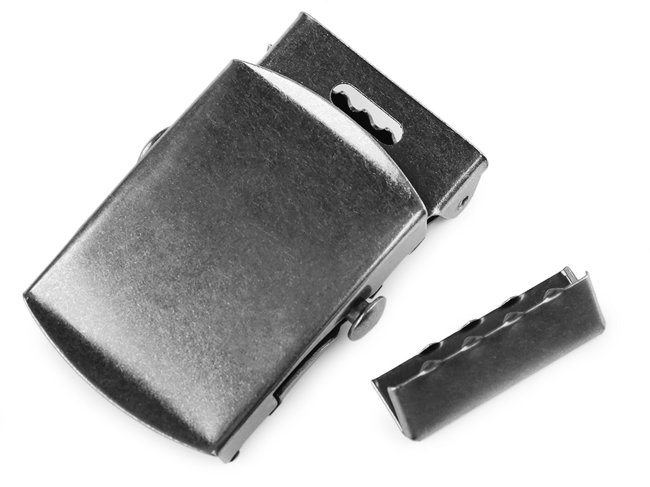 Web belt buckle, 30 mm, with belt tip - Nickel (1 Set)