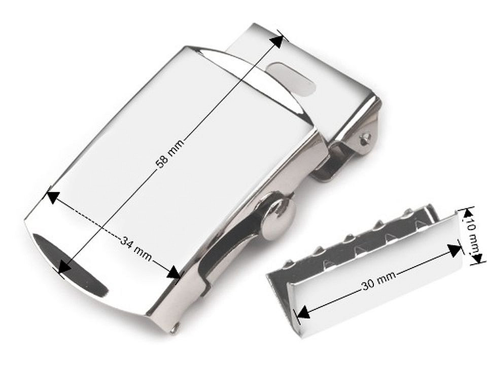Web belt buckle, 30 mm, with belt tip - Nickel (1 Set)