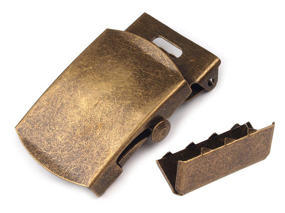 Web belt buckle, 30 mm, with belt tip - Nickel (1 Set)