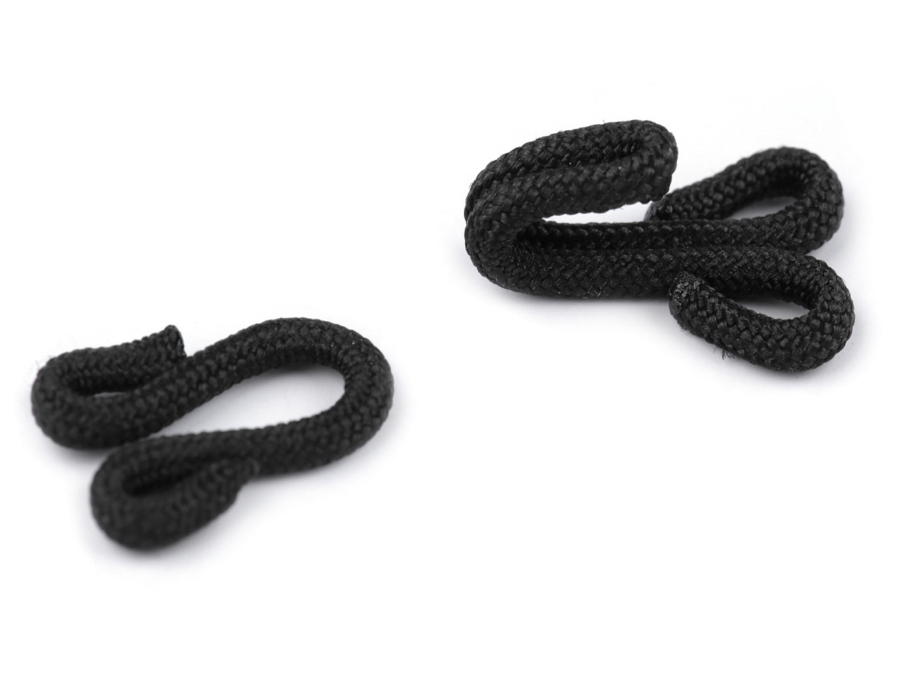 Hook with eye - coated, size 20+20 mm - Black (5 Pairs)