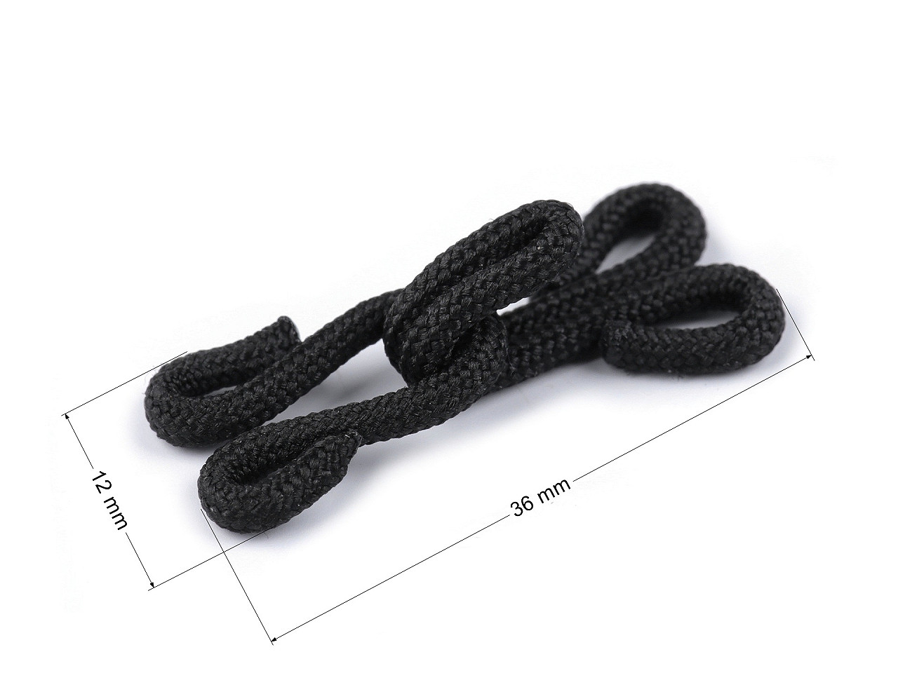 Hook with eye - coated, size 20+20 mm - Black (5 Pairs)