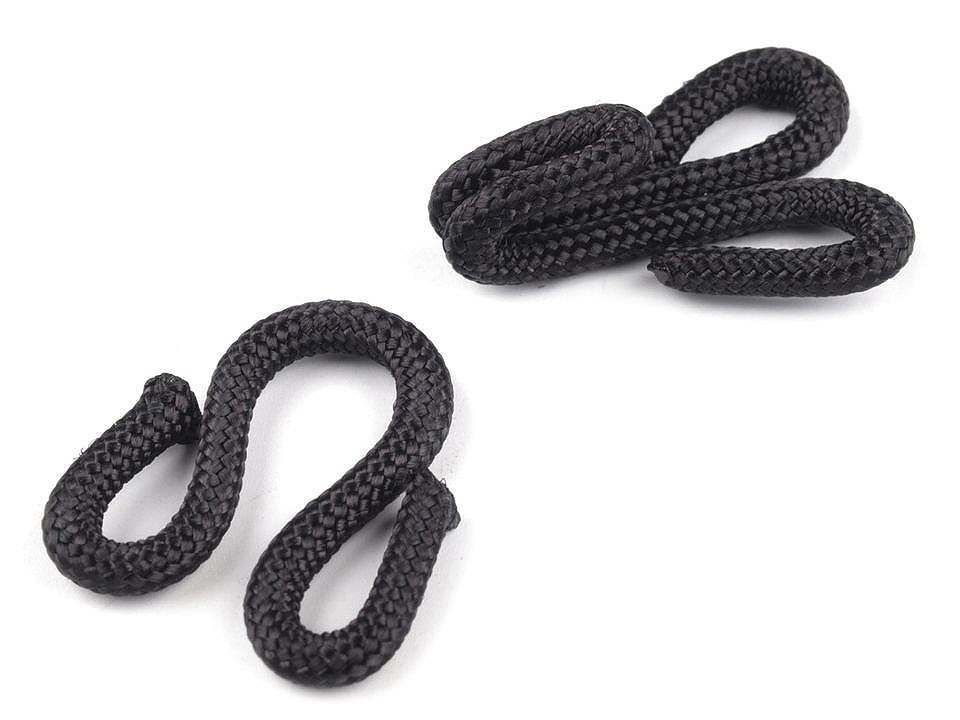 Hook with eye - coated, size 20+20 mm - Black (5 Pairs)