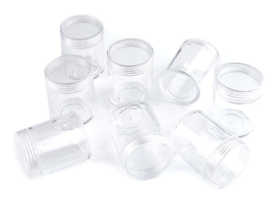 Plastic jar 3.8 x 4.7 cm with lid - Transparent (2 Pieces)