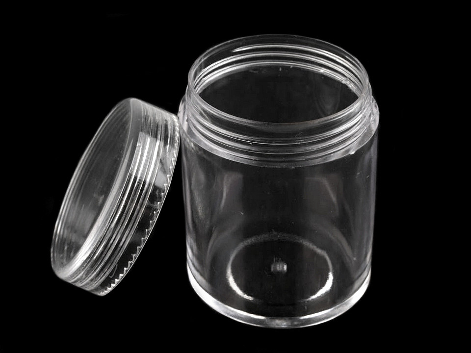 Plastic jar 3.8 x 4.7 cm with lid - Transparent (2 Pieces)