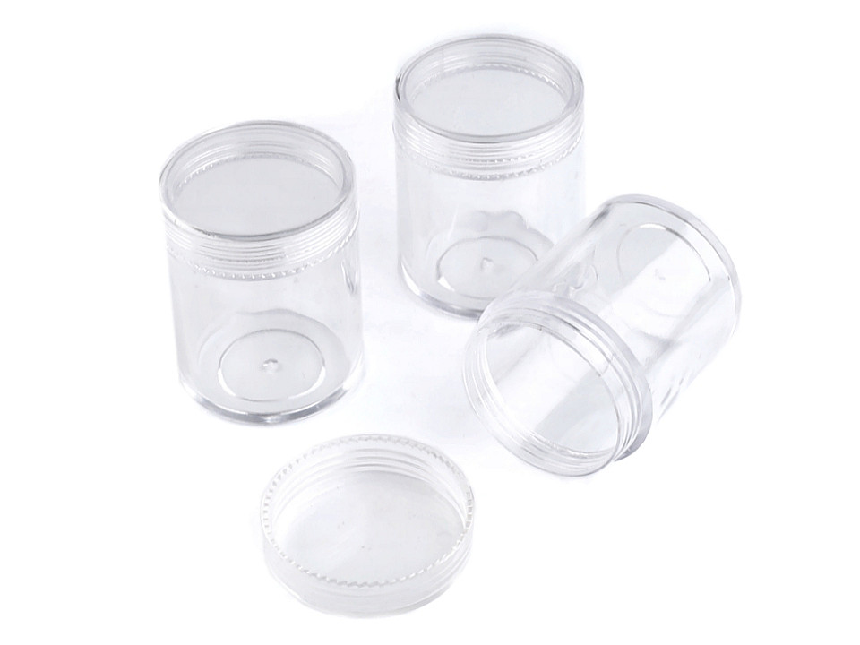 Plastic jar 3.8 x 4.7 cm with lid - Transparent (2 Pieces)