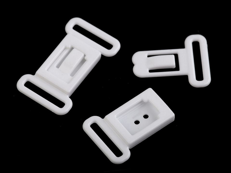 Bow tie buckle / nursing bra buckle width 12 mm - White (20 Pairs)