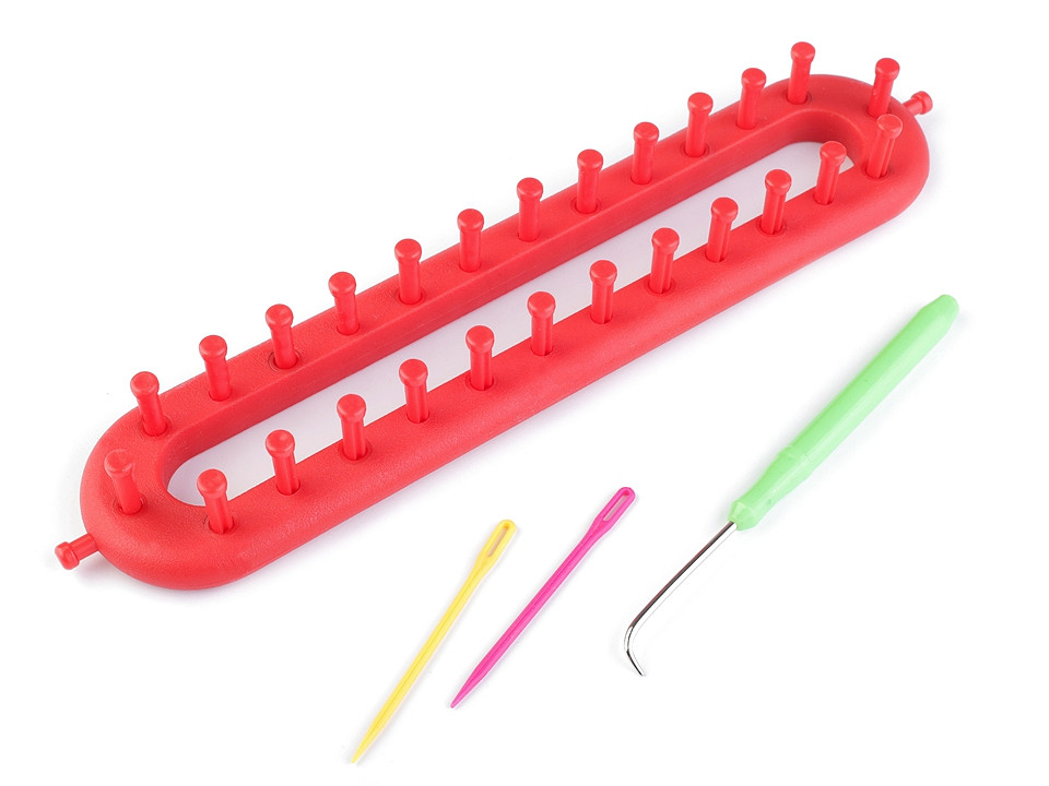 Knitting loom set  for shawls, snoods, hats 5.2x26 cm - Dark red (1 Set)