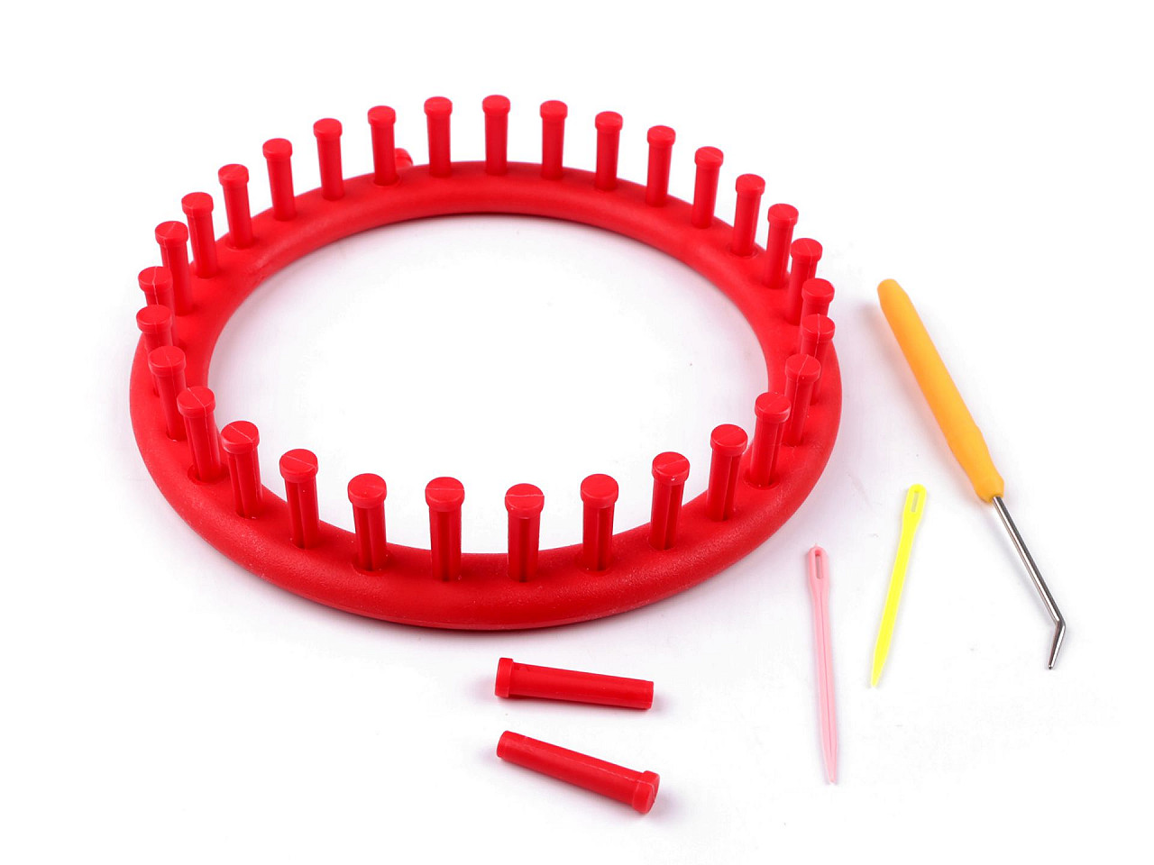 Knitting round loom set for shawls, snoods, hats ø19 cm - Red (1 Set)