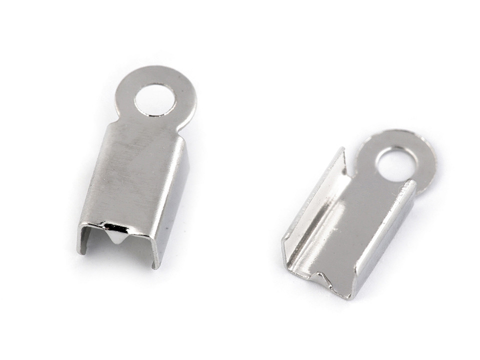 Flat leather crimps 4 mm - Platinum (50 Pieces)
