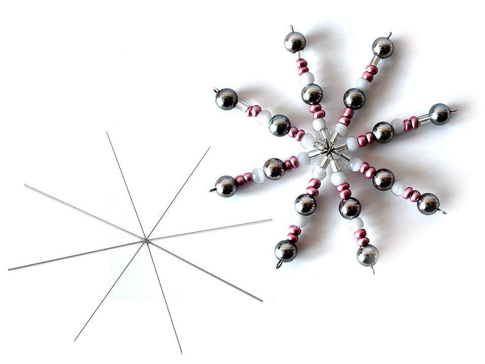 Christmas wire star / snowflake for beading diy ø10 cm - Platinum (50 Pieces)