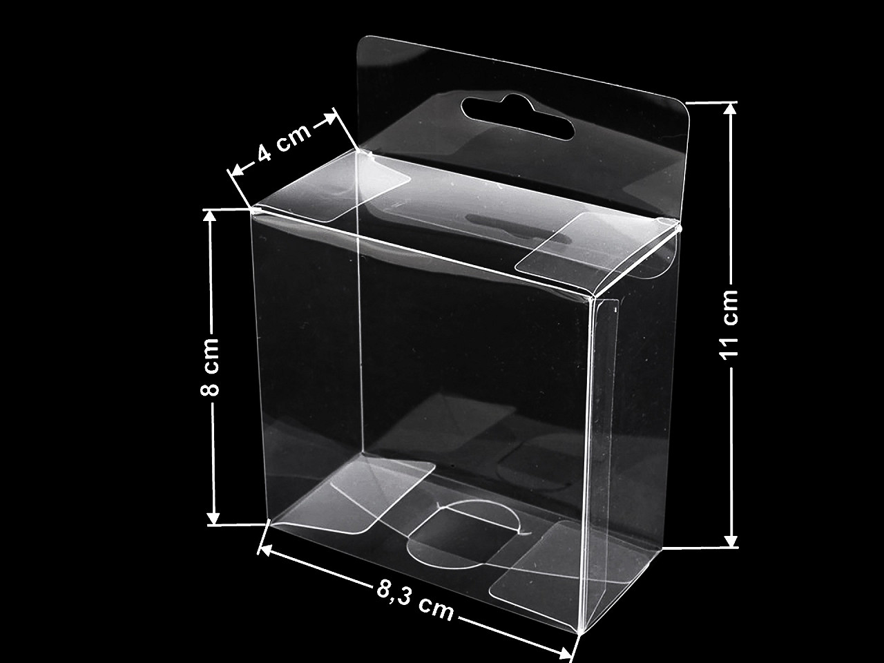 Clear packaging box with hang hole - Transparent (50 Pieces)
