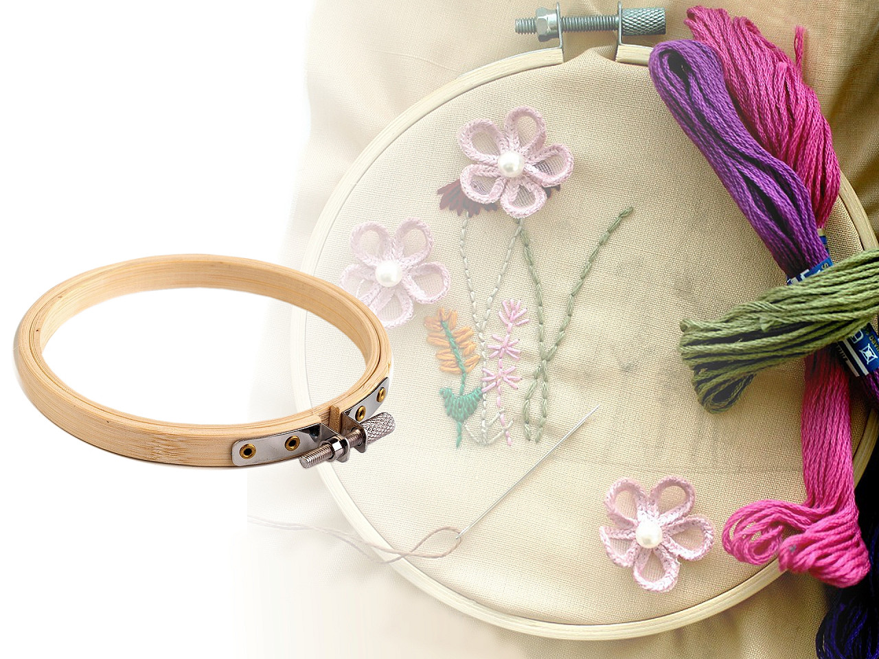 Bamboo embroidery hoop ø10 cm - Beech (10 Pieces)