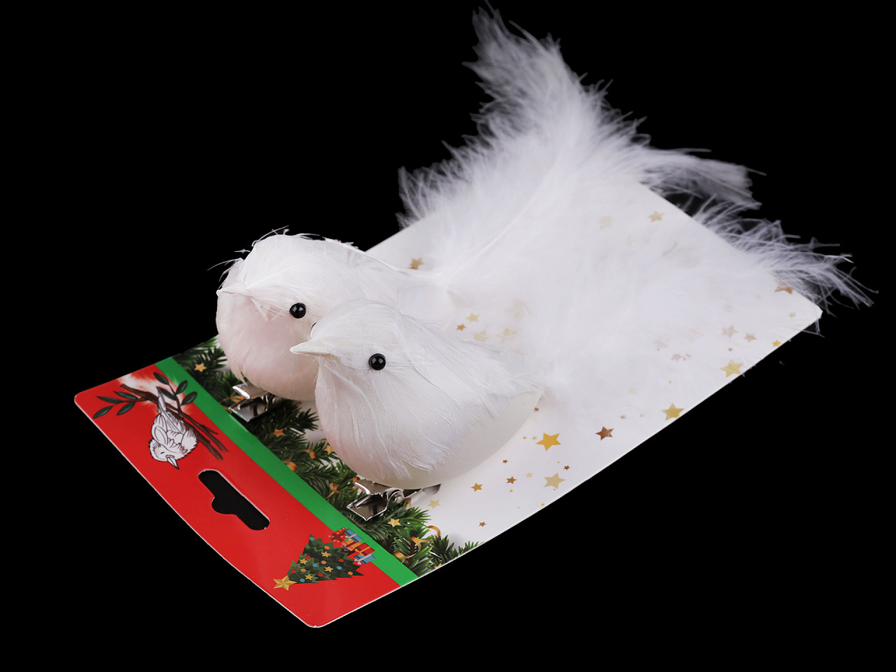 Bird with clip for christmas arrangement - White (2 Pieces)