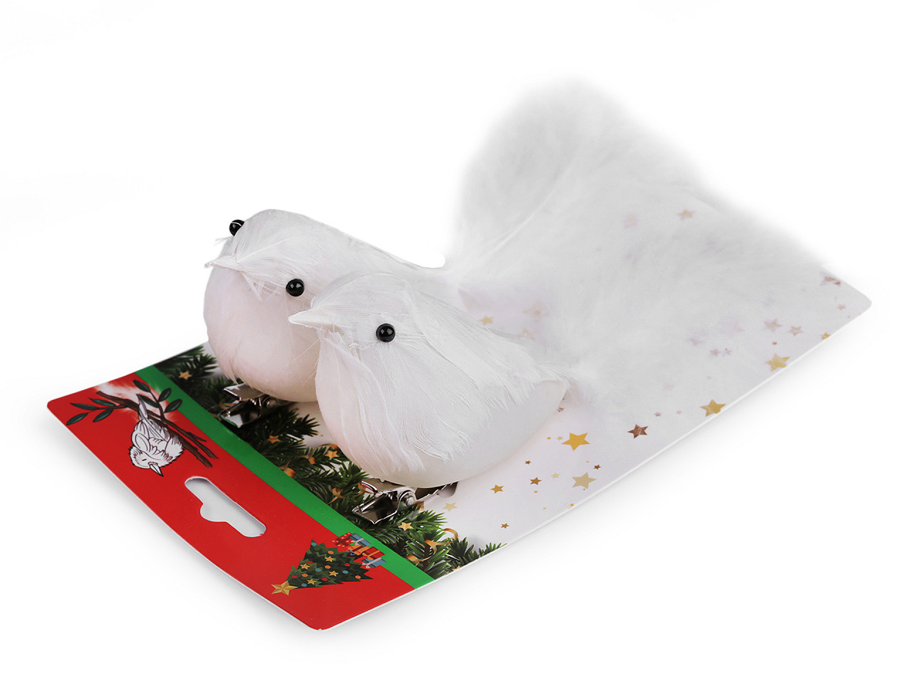Bird with clip for christmas arrangement - White (2 Pieces)