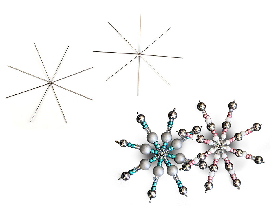 Christmas wire star / snowflake for beading diy ø9 cm - Platinum (2 Pieces)