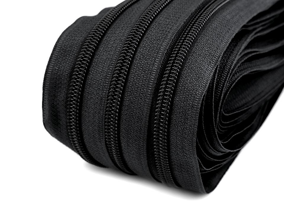Continuous nylon zipper, no 5, for bx type sliders - Black (200 Meters)