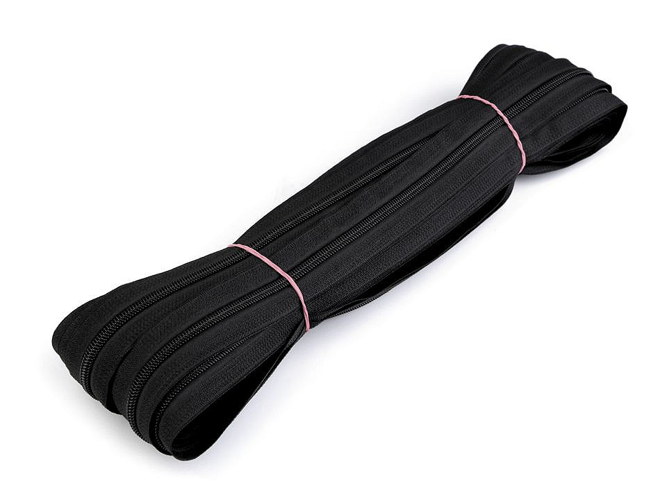 Continuous nylon zipper, no 5, for bx type sliders - Black (200 Meters)