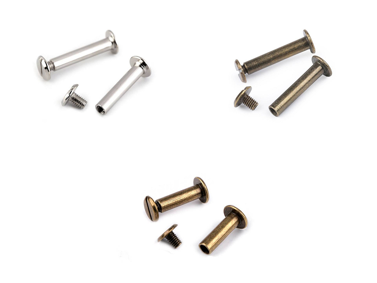 Binding screw posts 12; 16; 20 and 25 mm - Vintage brass (10 Pairs)