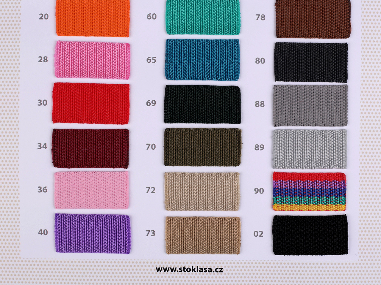 Colour card - polypropylene webbing - As pictured (1 Piece)