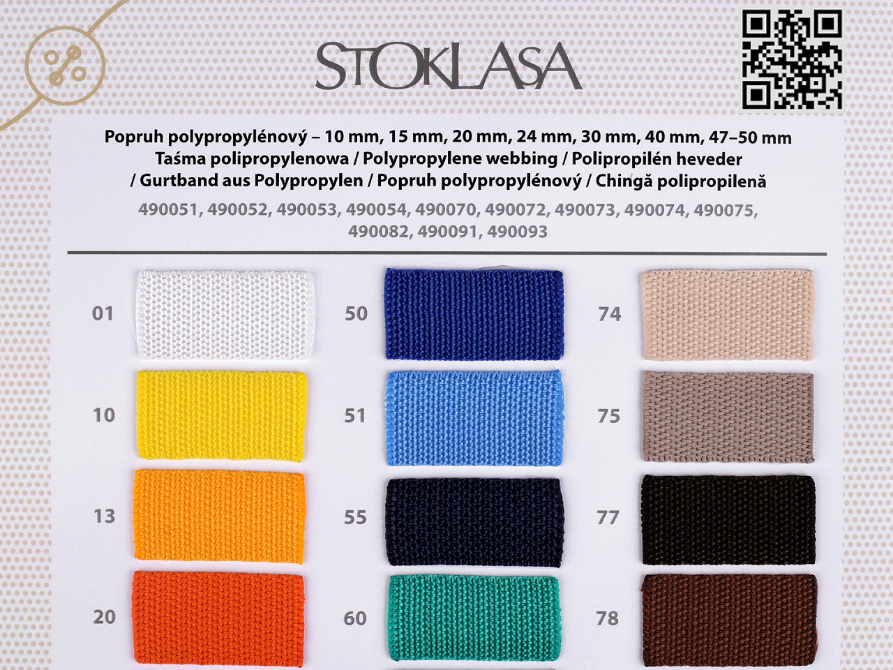 Colour card - polypropylene webbing - As pictured (1 Piece)