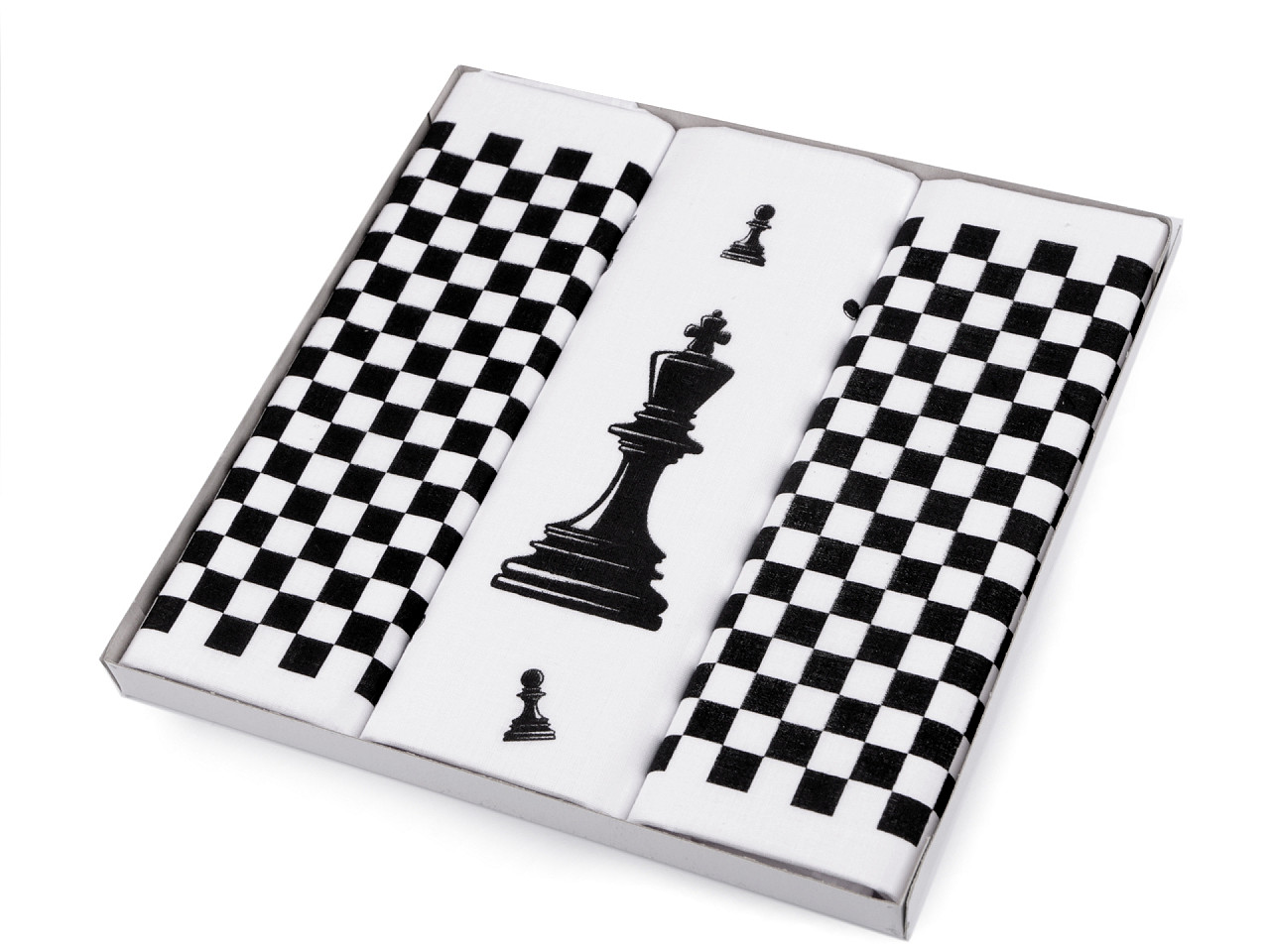Men's handkerchief gift set - musical notes, chess - White (1 Box)