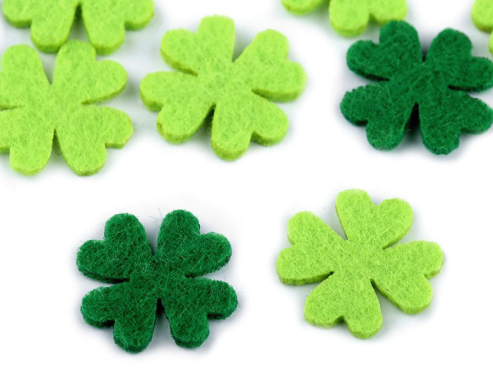 Felt clover leaf ø20 mm - Mix of colours (10 Pieces)