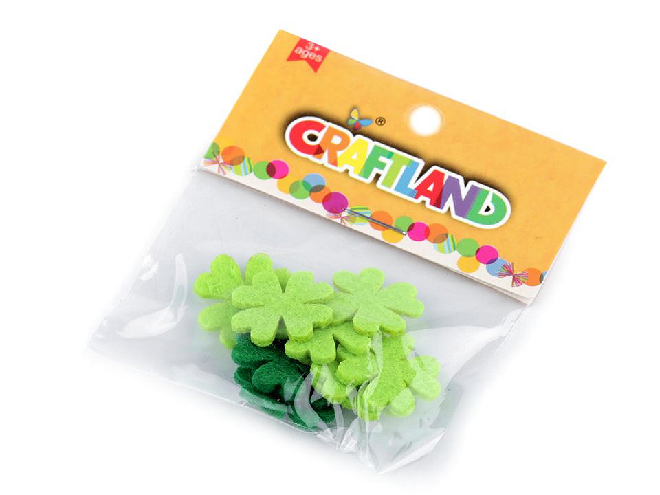 Felt clover leaf ø20 mm - Mix of colours (10 Pieces)