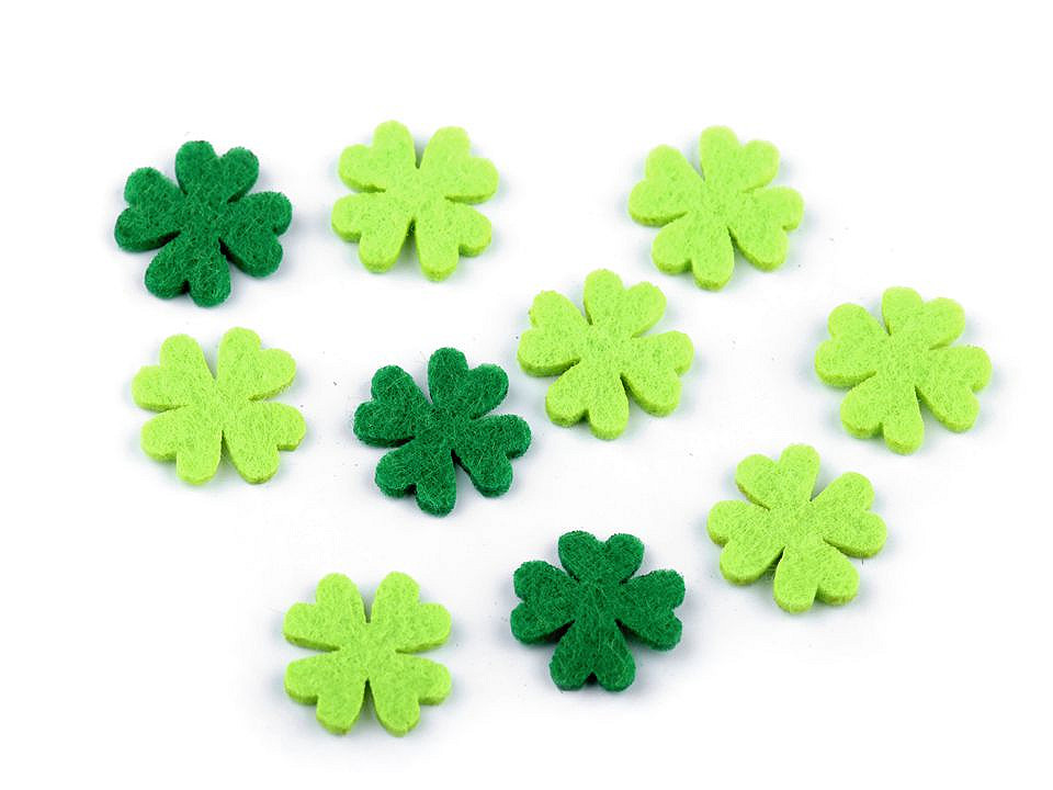 Felt clover leaf ø20 mm - Mix of colours (10 Pieces)