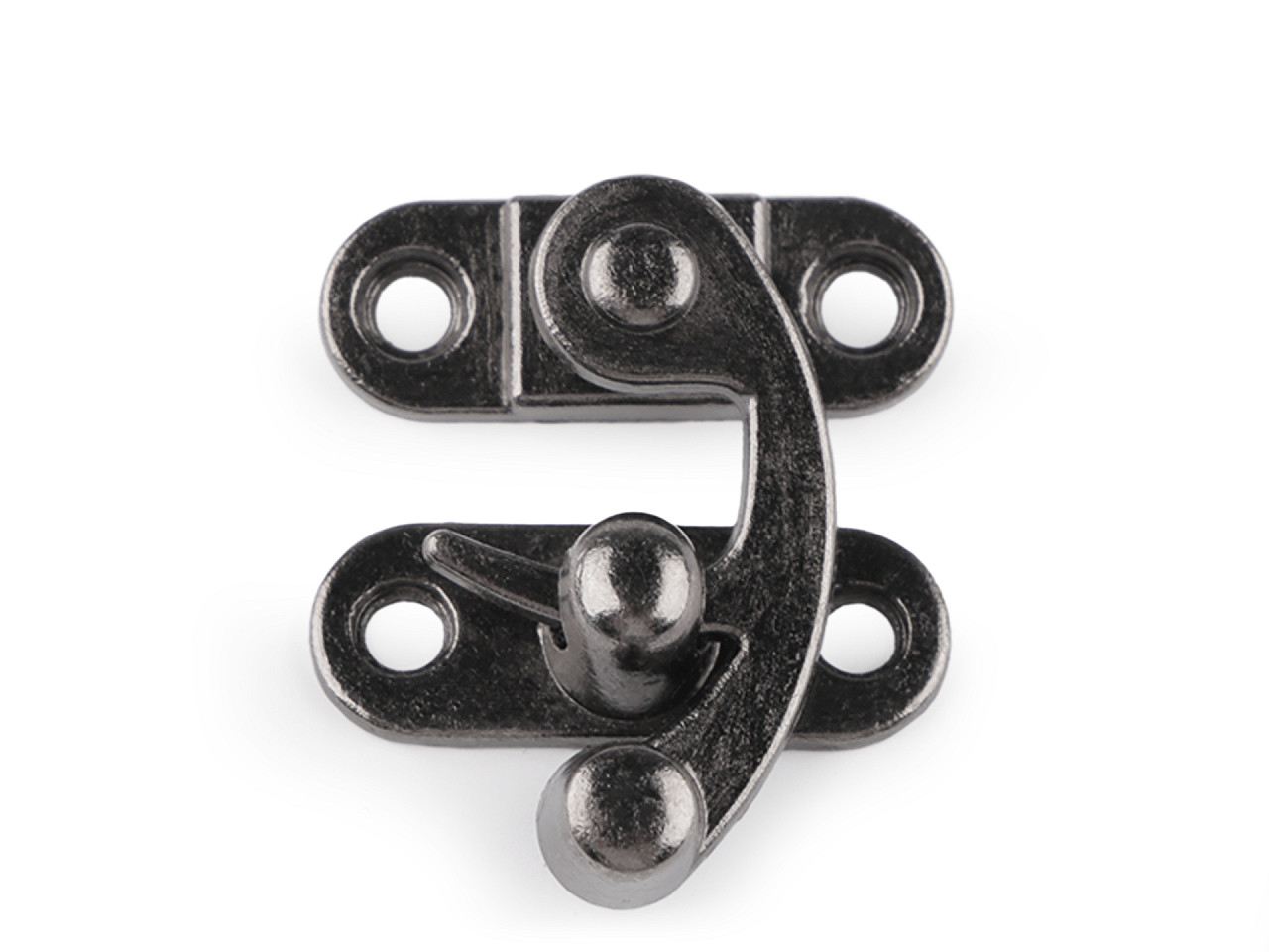 Antique metal lock / catch curved buckle for wooden boxes - Black nickel (10 Sets)