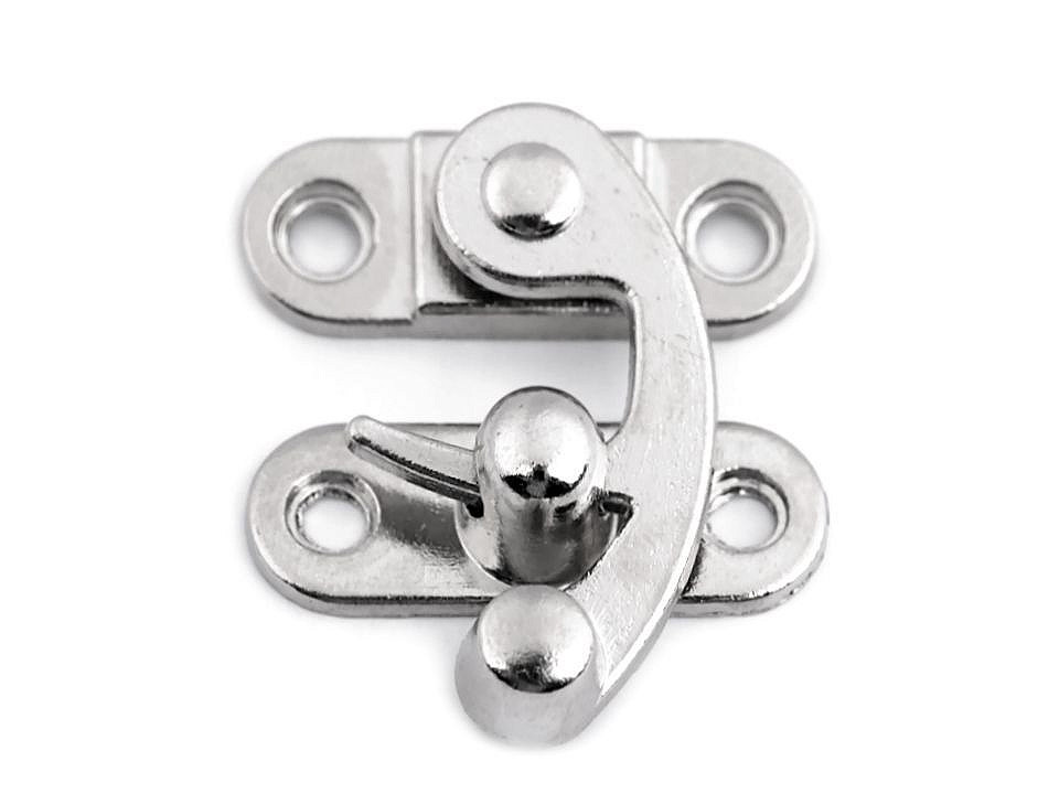 Antique metal lock / catch curved buckle for wooden boxes - Black nickel (10 Sets)