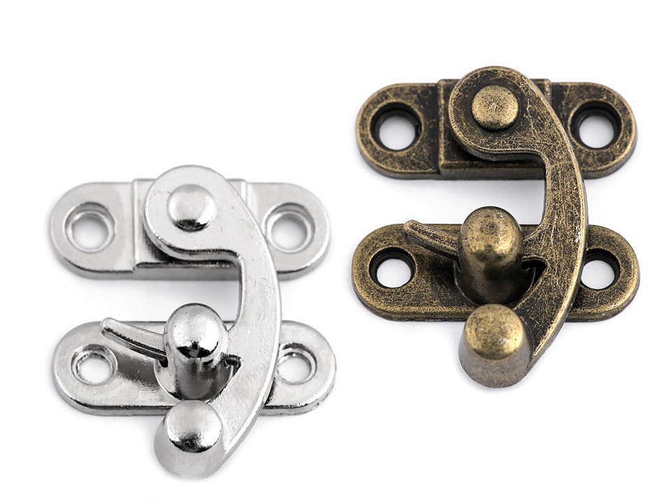 Antique metal lock / catch curved buckle for wooden boxes - Black nickel (10 Sets)