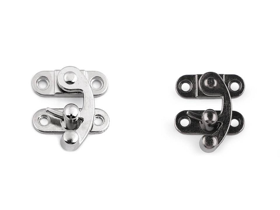 Antique metal lock / catch curved buckle for wooden boxes - Black nickel (10 Sets)