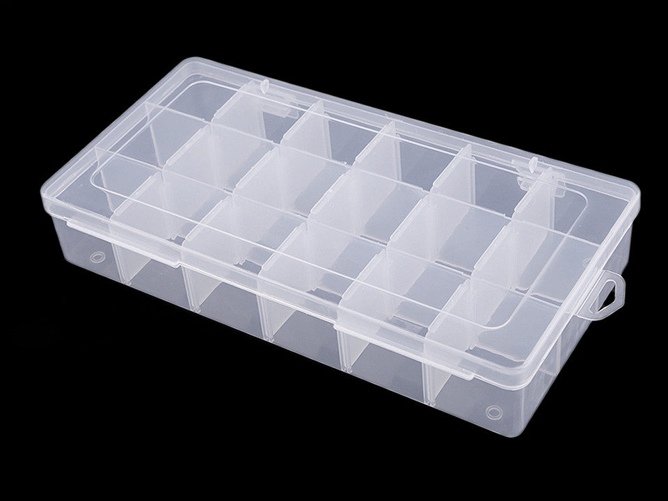 Plastic storage box organizer / case 12.5x23x4 cm - Transparent (1 Piece)