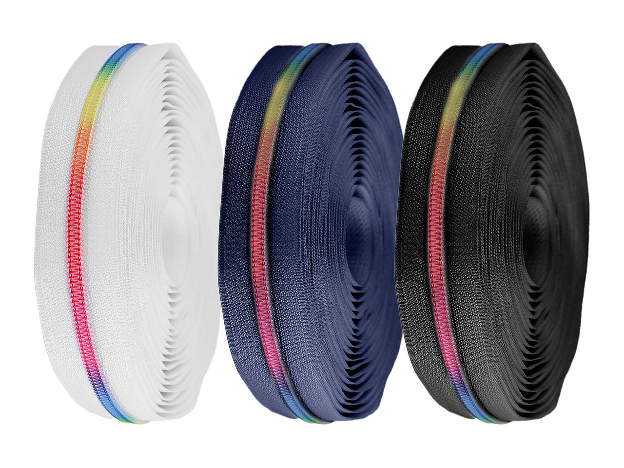 Continuous nylon rainbow zipper no 5 - White (1 Meter)