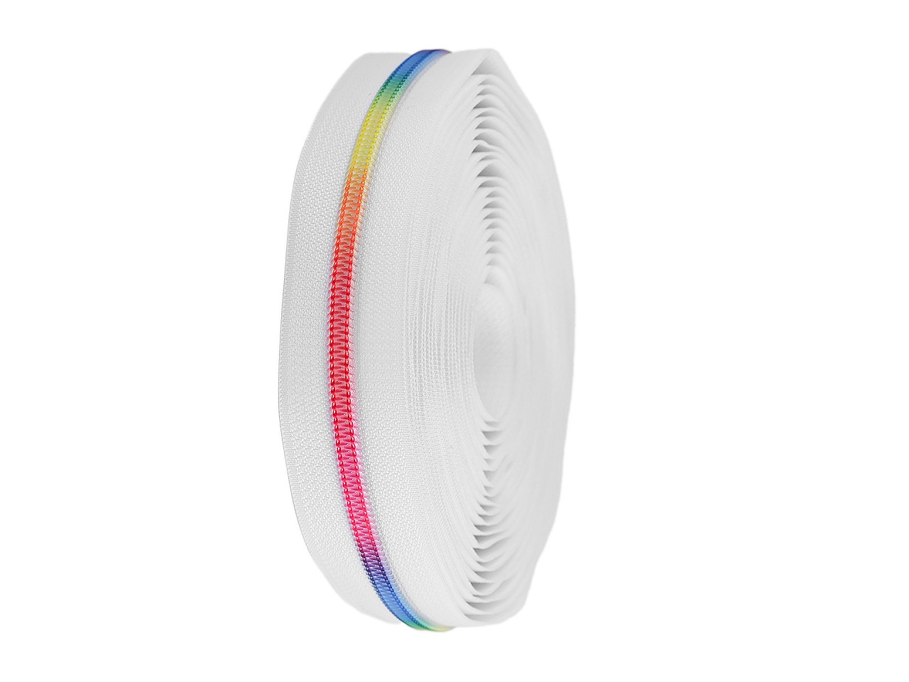 Continuous nylon rainbow zipper no 5 - White (1 Meter)