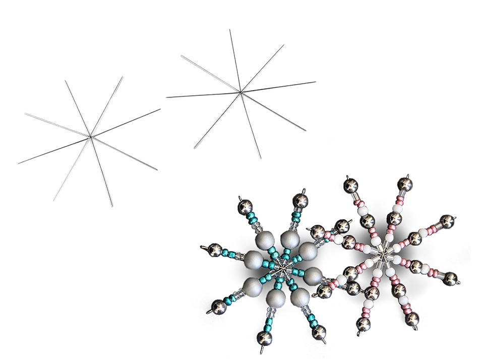 Christmas wire star / snowflake for beading diy ø9 cm - Platinum (10 Pieces)