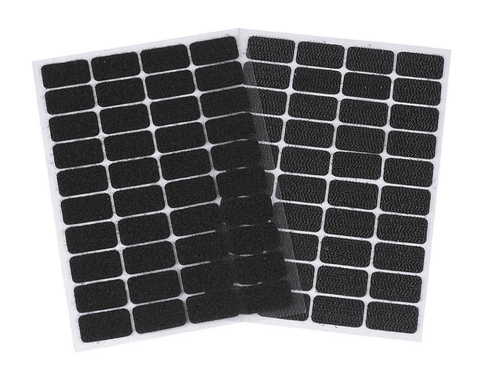 Hook and loop self adhesive rectangles 15x25 mm - White (1 Card)