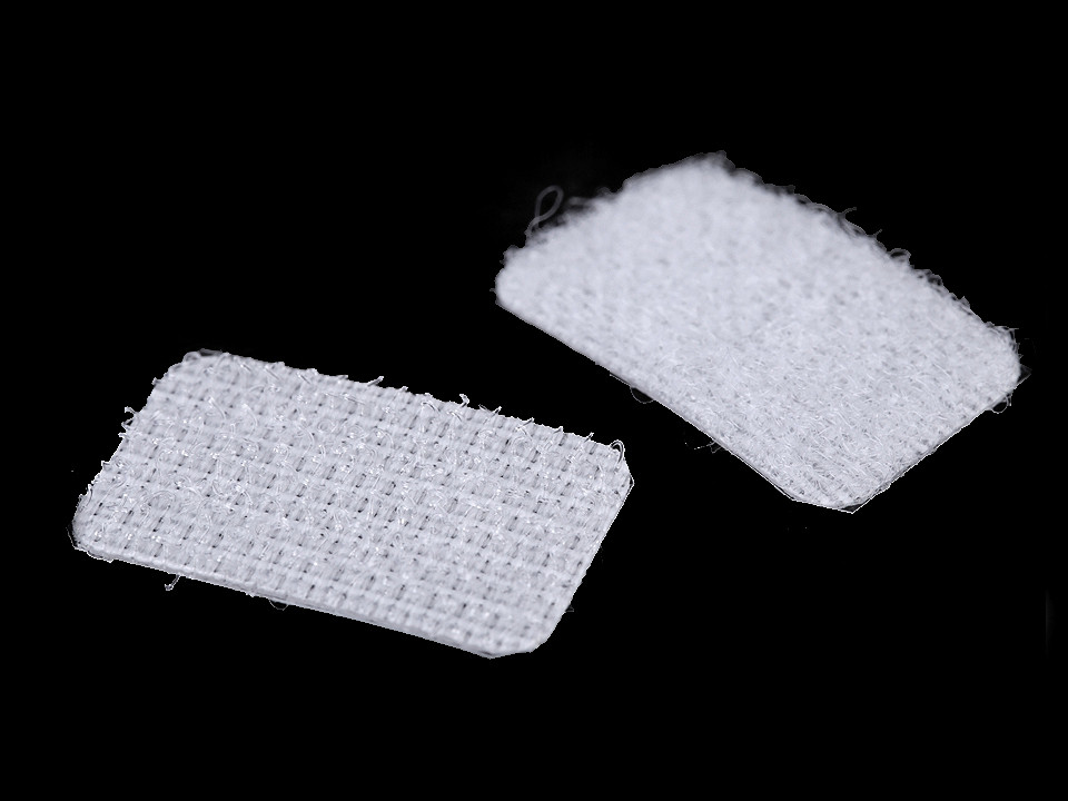 Hook and loop self adhesive rectangles 15x25 mm - White (1 Card)