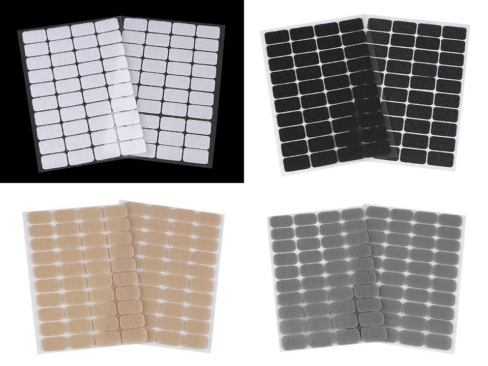 Hook and loop self adhesive rectangles 15x25 mm - White (1 Card)