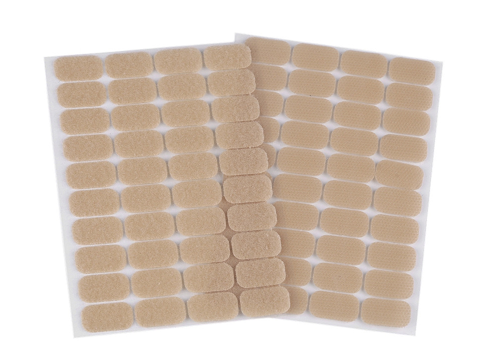 Hook and loop self adhesive rectangles 15x25 mm - White (1 Card)