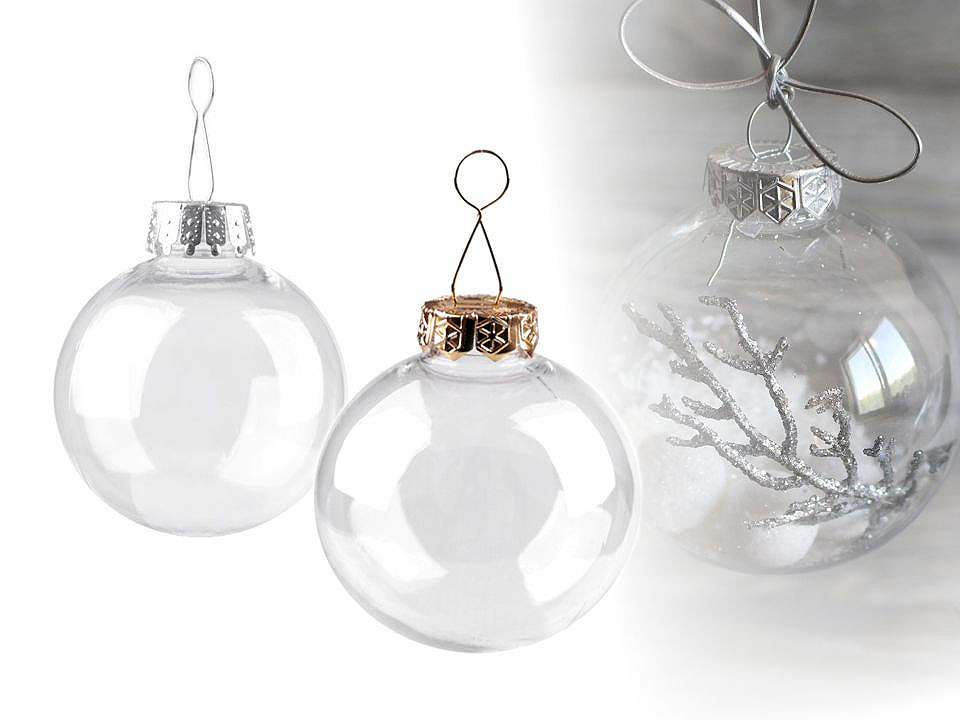 Christmas ball ornament for decorating ø6 cm - Transparent (2 Pieces)