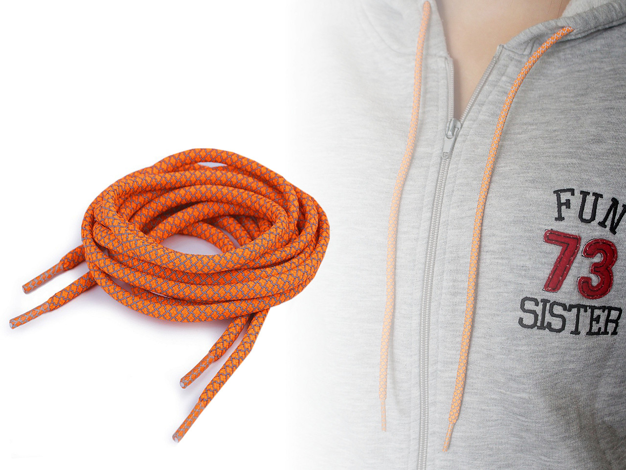 Reflective shoe laces length 130 cm - Very light grey (10 Pieces)