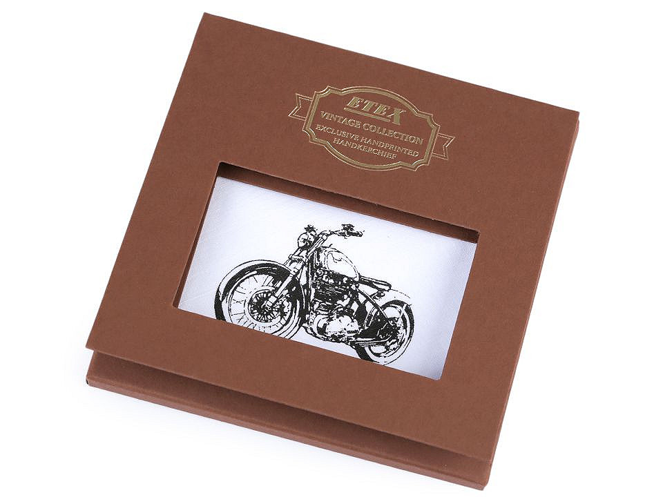 Men's handkerchief in gift box - bike, car, motorbike - White (1 Piece)